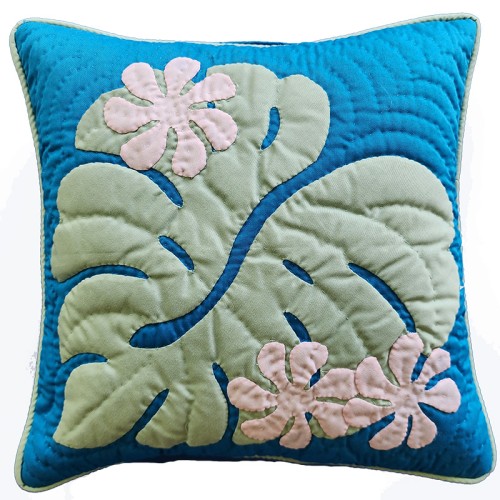 Pillow Cover-Monstera & Plumeria 01