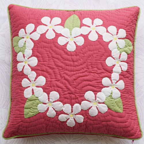 Pillow Cover 18x18-Plumeria Heart Lei 03