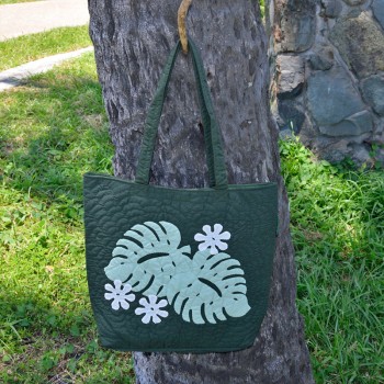 Quilted Tote Bag Monstera 2