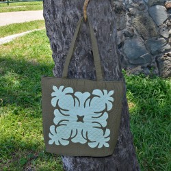 Eco Tote Bag - Pineapples - Army Green