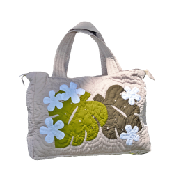 Nui Bag - Monstera & Plumerias - Beige