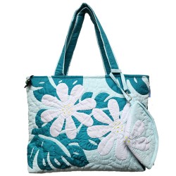 Nui Bag - Tiare Flowers - Aqua Blue