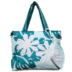 Nui Bag - Tiare Flowers - Aqua Blue