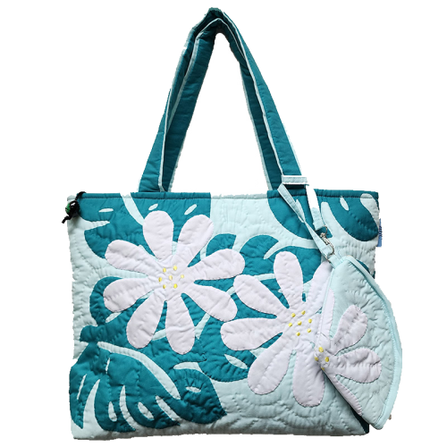 Nui Bag - Tiare Flowers - Aqua Blue