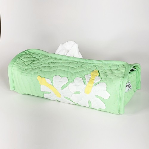 Tissue Box Cover-Hibiscus Flowers- light green