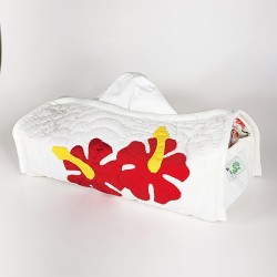 Tissue Box Cover-Hibiscus Flowers- white