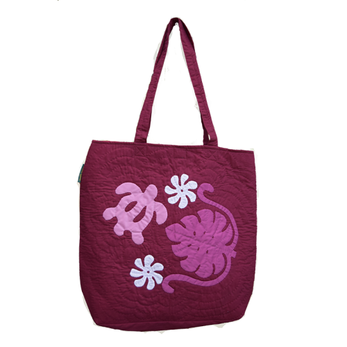 Eco Tote Bag - Sea Turtle - Burgundy