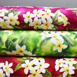 Hawaiian Fabric By The Yard -  Plumeria Flowers